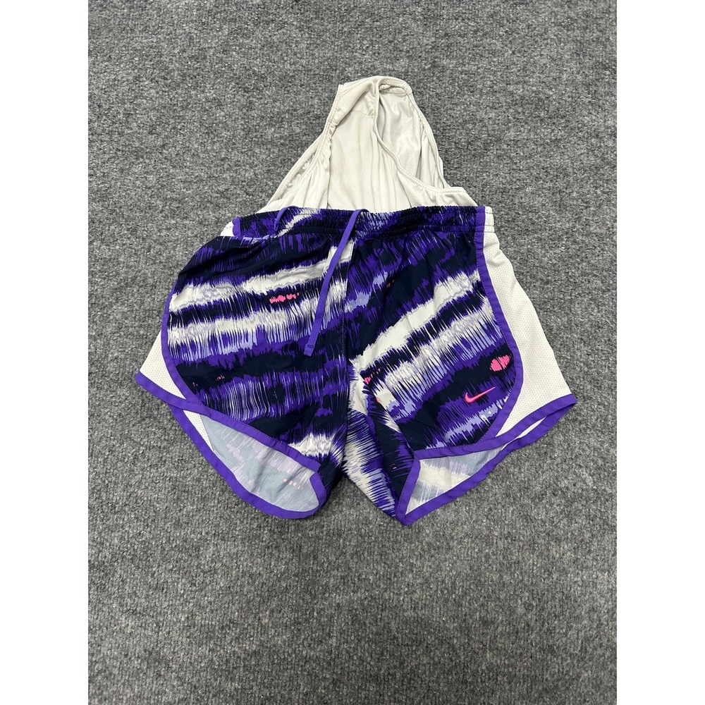 Nike Shorts Womens Size M Purple White Abstract Print Dri-Fit Running Athletic